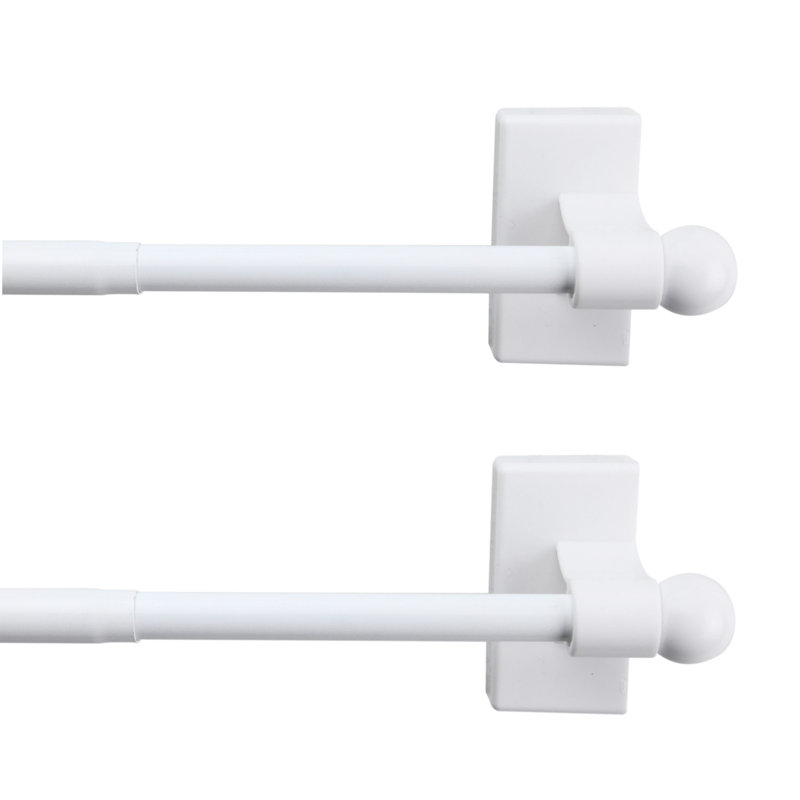 Tringle à rideaux magnétique réglable Darold, Blanc, 9" - 16"