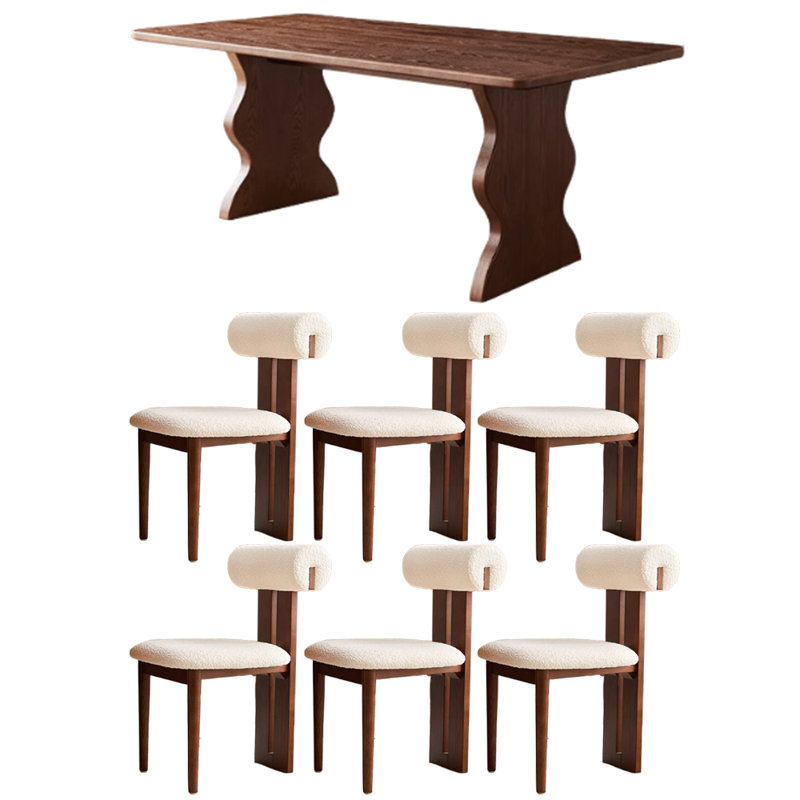 Retro Simple Design Rectangular Dining Table Set, 29.52"H x 55.11"L x 31.49"W