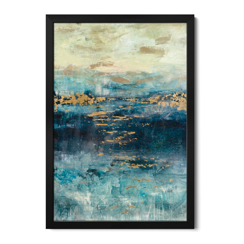 «Teal & Gold Scape», affiche encadrée par Julian Spencer, H 24 po x l 16 po
