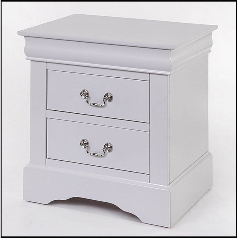 Table de chevet 2 tiroirs, Blanc