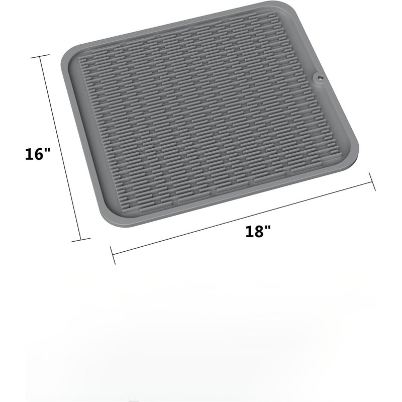Silicone Dish Drying Mat For Kitchen Counter, Eco-Friendly Quick Dry Dish Mat, Easy Clean Multi Usage Drying Matt, Heat Resistant Trivet, 16" X 18" XL,