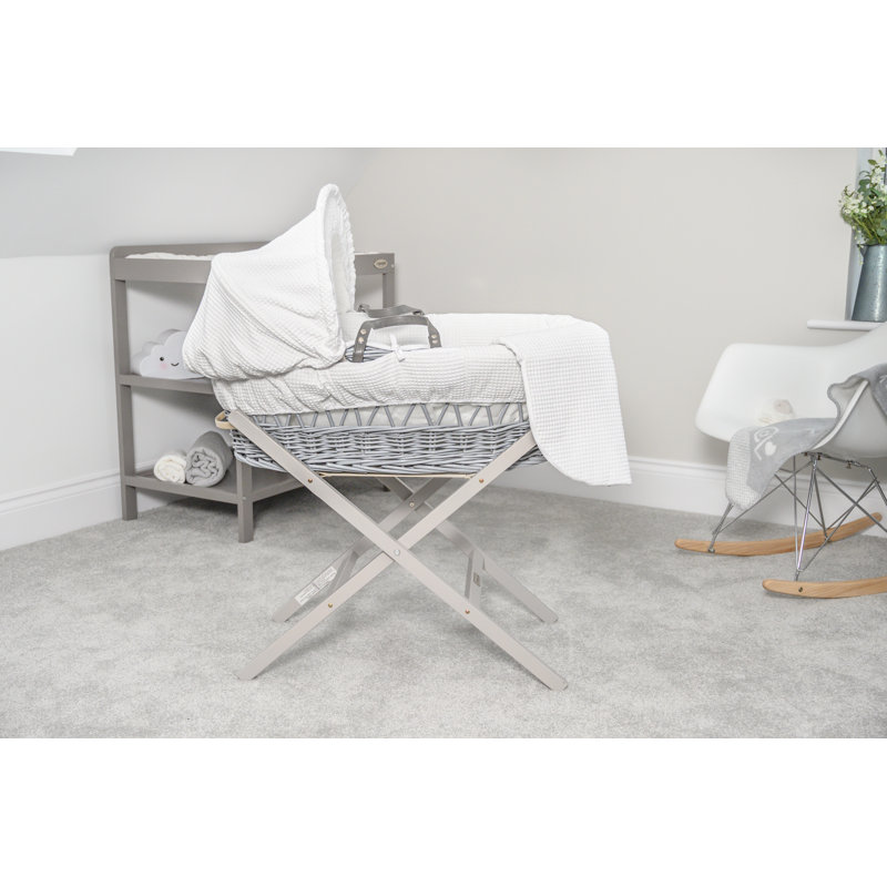 Waffle Wicker Moses Basket, White