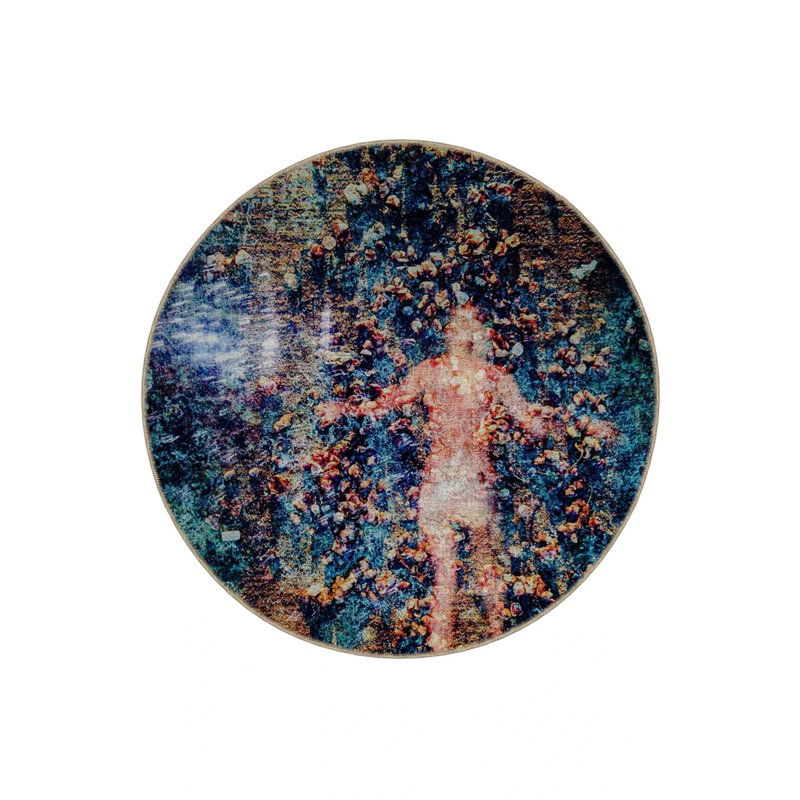 Surrealist Design Patterned Round Woven Base Modern Decorative Carpet, Round 5'