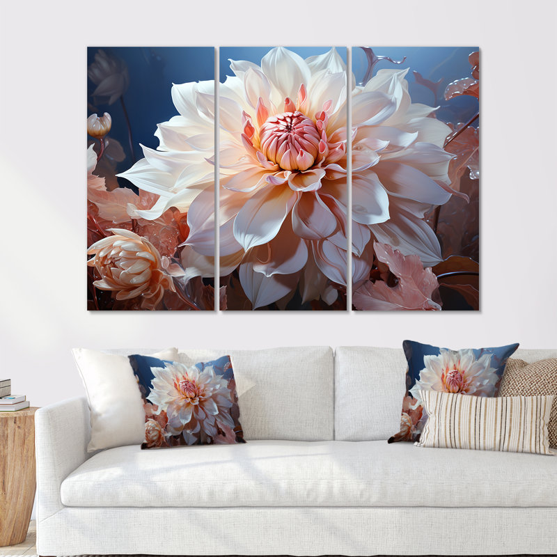 Dahlia rose - Dreams - ensemble de décorations murales Dahlia, H 40 po x l 60 po x P 1 po