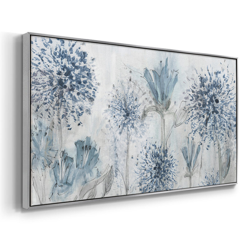 «Field of Blue», toile tendue avec châssis encadré, prête à être accrochée, Argent argent, H 21 po x l 41 po