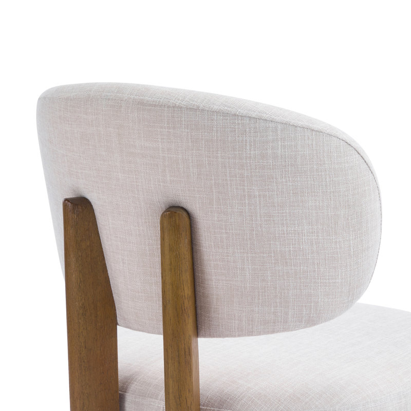 Ensemble de 2 chaises de salle à manger rembourrées beiges Mid-Century, Beige, 2, Beige, Walnut