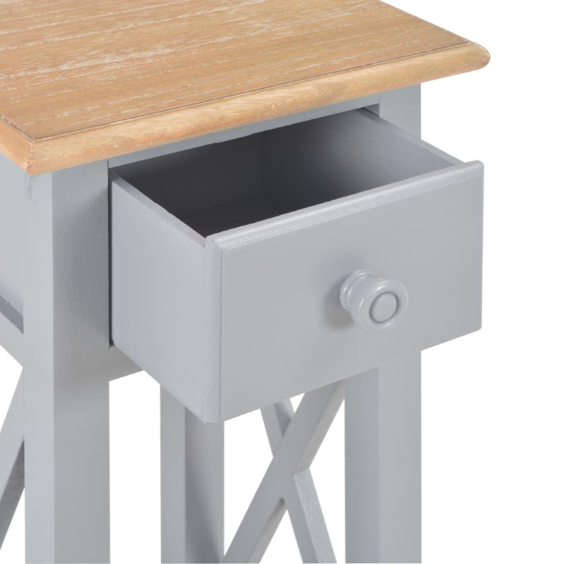 Spielman Glass End Table with Storage, Gray, Brown