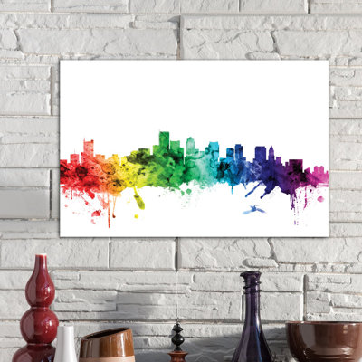 Rainbow Skyline Series: Boston, Massachusetts, États-Unis, impression sur toile tendue