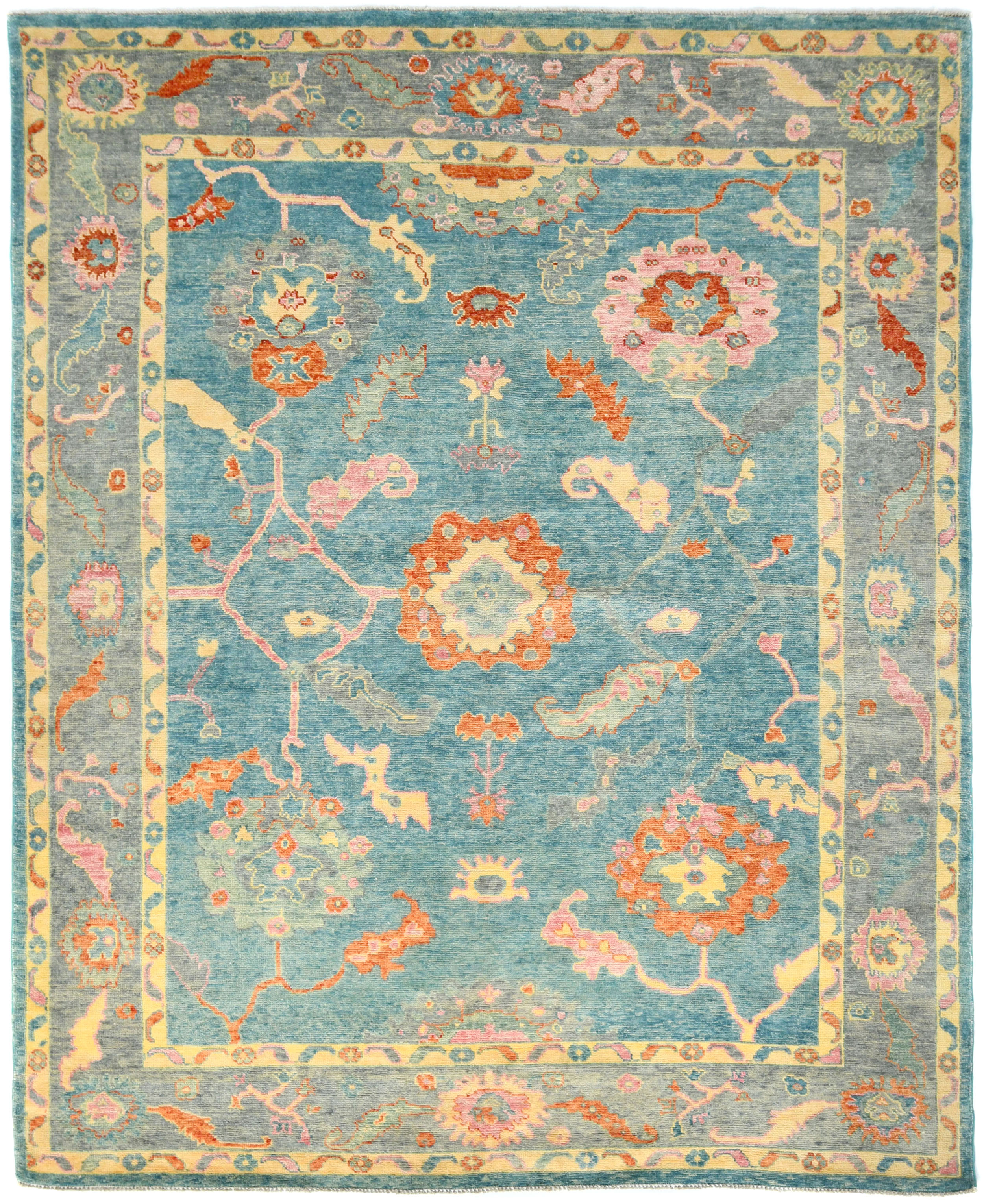 ADMINRUGS One-of-a-Kind Muted Blue Transitional 8X10 Oriental Area Rug ...