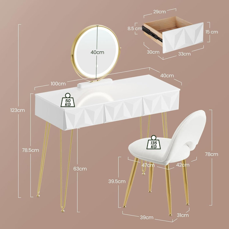 Stults Dressing Table with Mirror