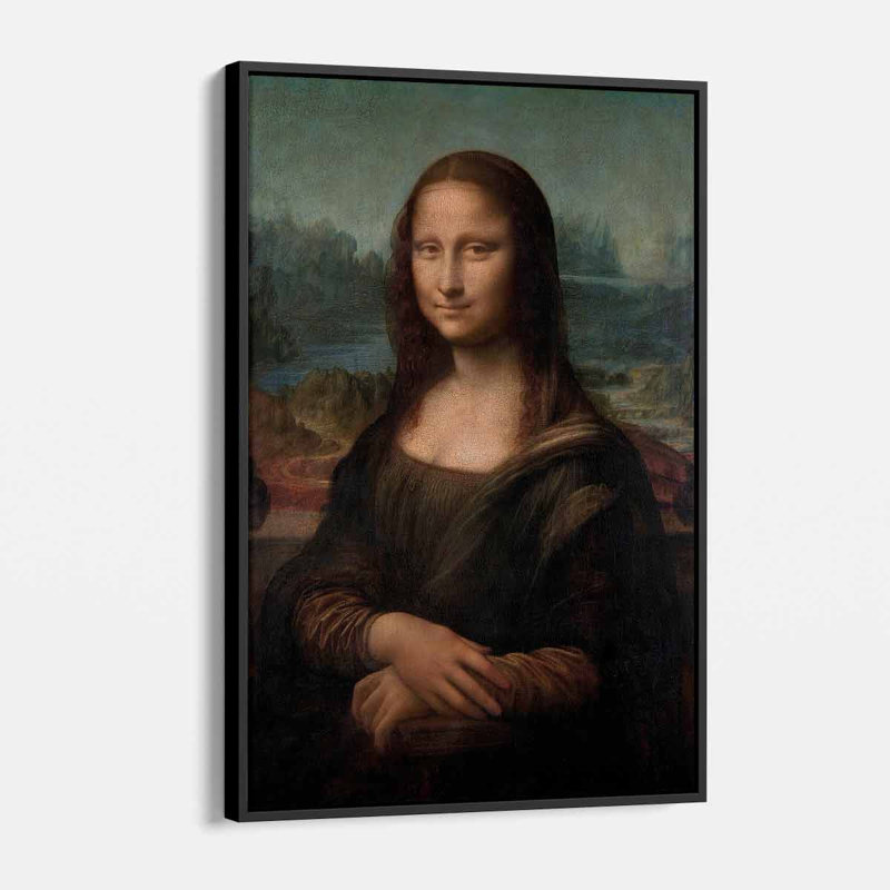 «Brown Mona Lisa», art mural sur toile 6747, H 24 po x l 36 po, Cadre flottant noir