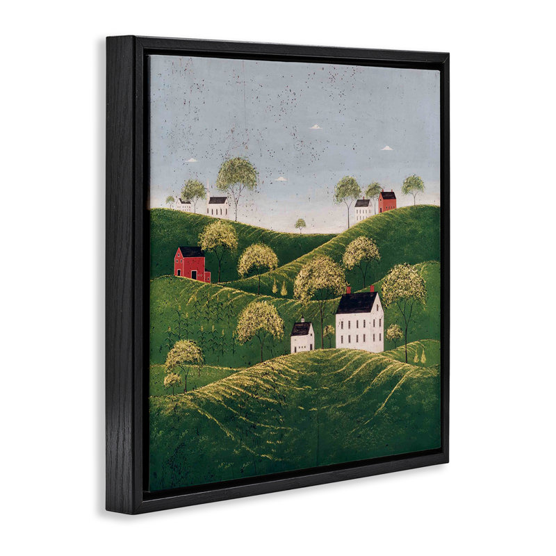 Cadre flottant Rolling Hills in Countryside Village, conception de Warren Kimble, H 18 po x l 18 po