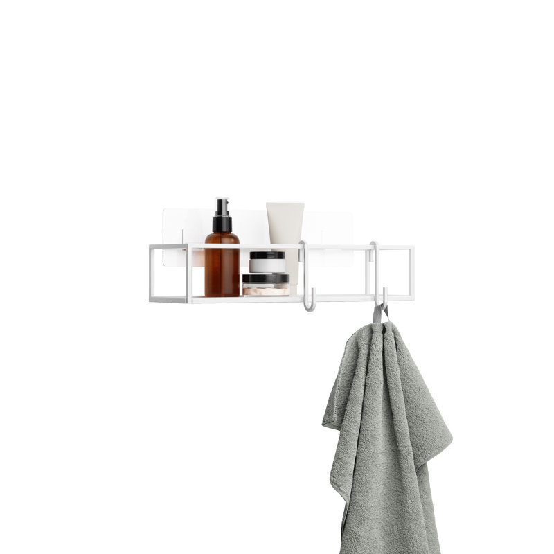 White Metal Corner Shower Caddy Set with Suction Mount