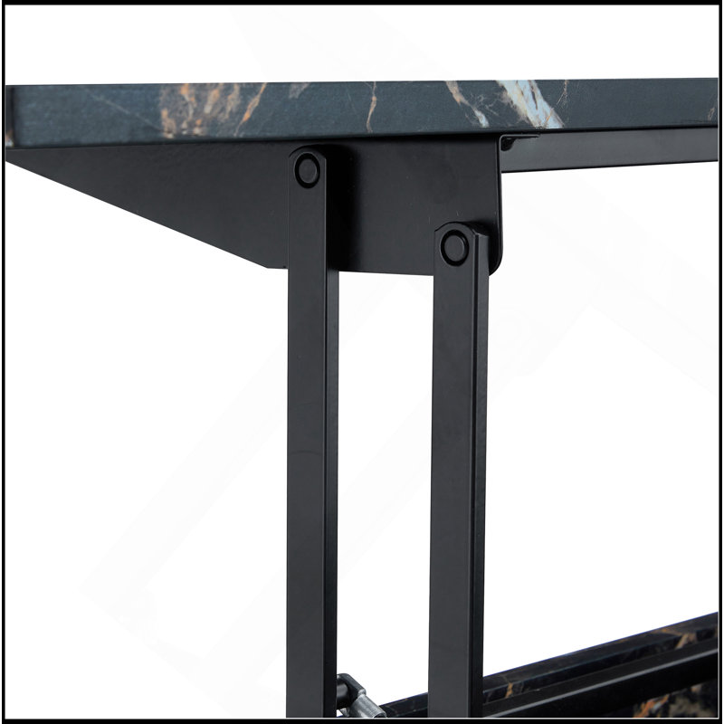 Versatile Rustic Coffee Table With Adjustable Height And Hidden Storage, Black