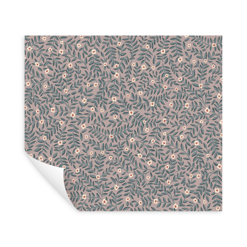 Papier peint adhésif floral Elodie, Mauve