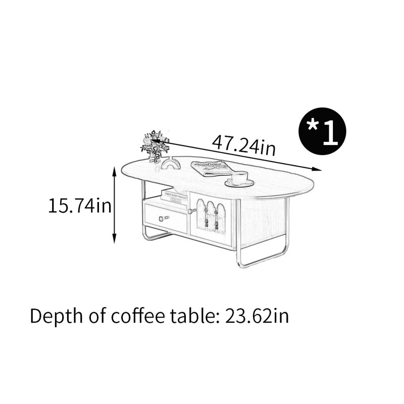 Table basse de style français, Brun foncé
