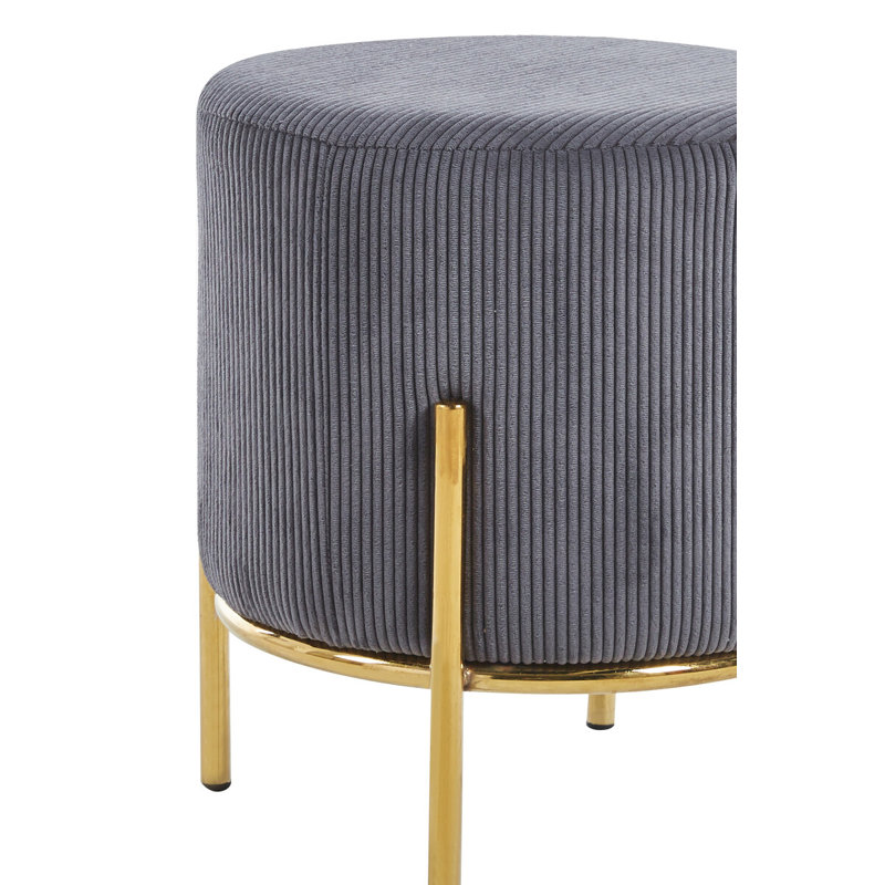 Tympanick 35cm Wide Round Footstool Ottoman,  Gold, Grey/Brown/Blue