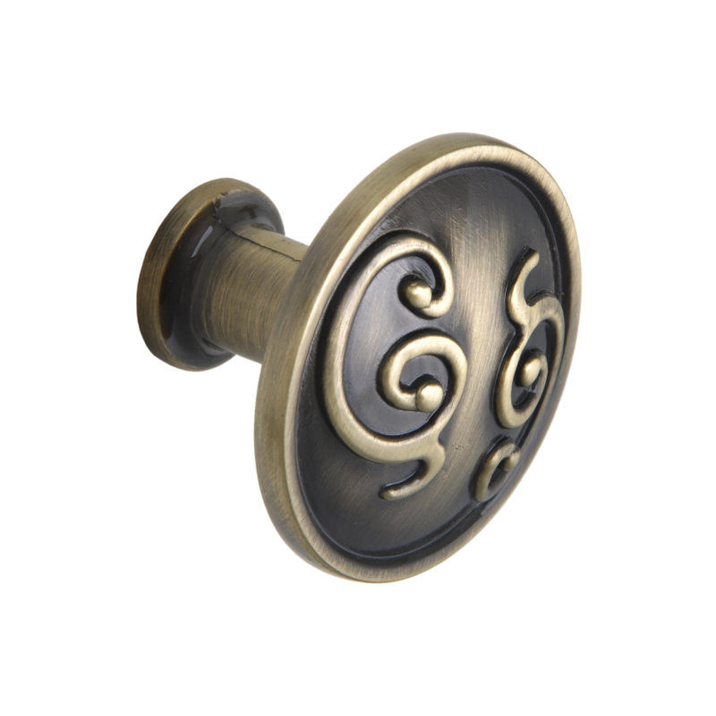 Utopia Alley Roma Cabinet Ring Pull Knob - Decorative Cabinet Drop Pull Knobs For Cabinets And Drawers - Vintage Cabinet Hardware With Hand Finished Antique Brass - Metal Drawer Pull Knobs 1.3" (Set Of 10)