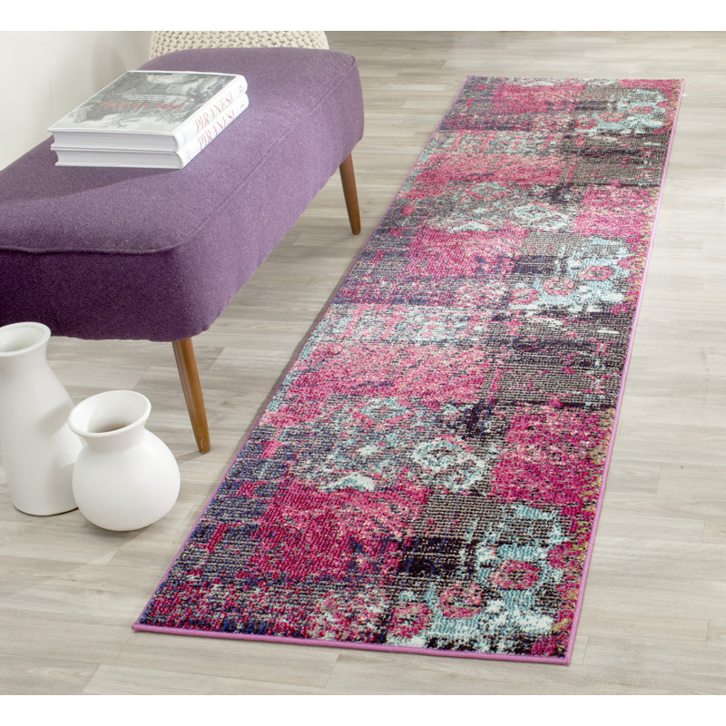 Hertzler Abstract Pink Area Rug, Runner 2'2" x 8'