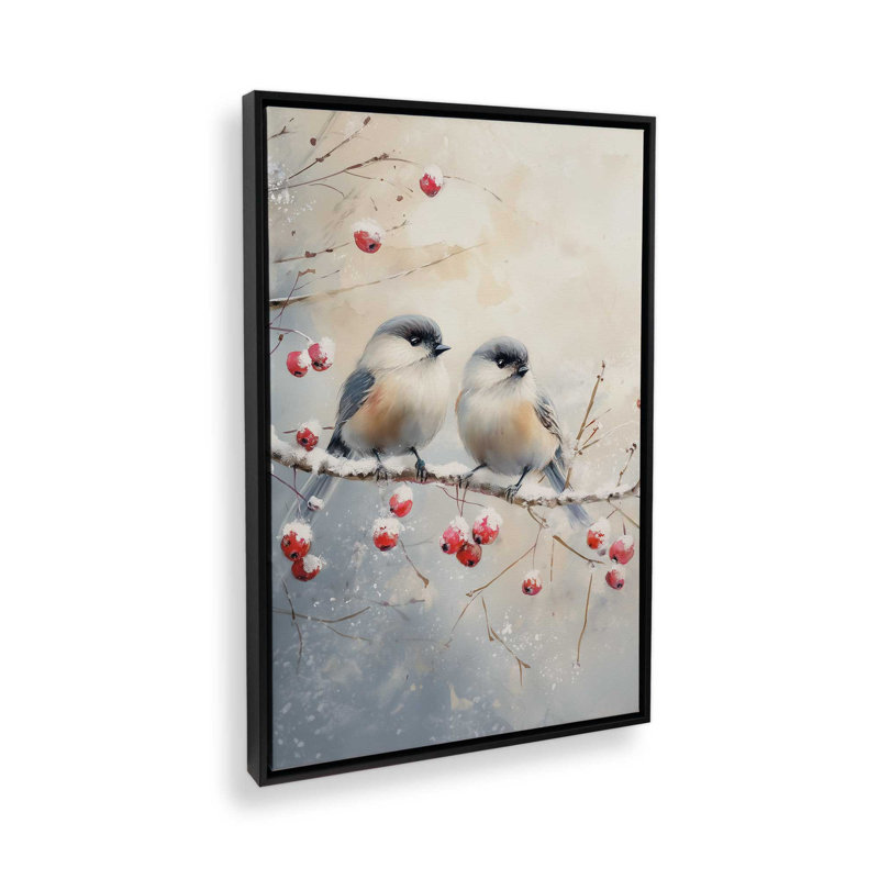 «Two Winter Songbirds», reproduction d'art sur toile, H 18,75 po x l 12,75 po, Noir satiné