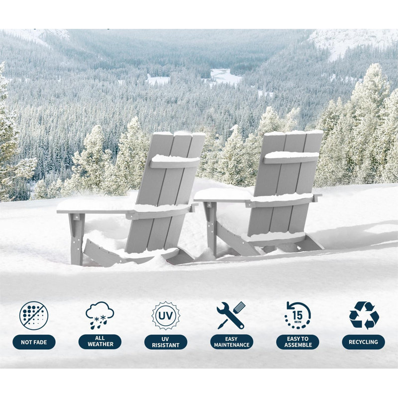 Kalamazoo Folding Adirondack Chair with Chair Cushion, Gray