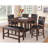 Brown Counter Height Bench With Faux Leather Seat And Footrest For Dining Area In Finish Style Upholstery Rich