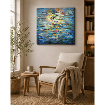 «Blue Water Reflection», art mural sur toile abstraite