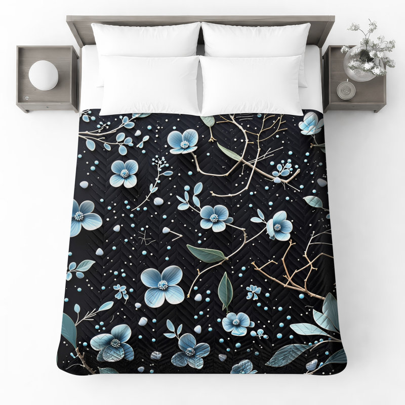 Floral Branches Quilted Bedspread All Sizes, Twin