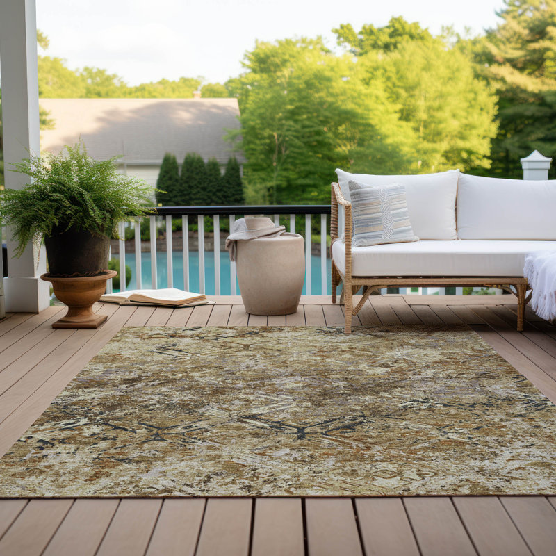  Mahaney Indoor/Outdoor Area Rug with Non-Slip Backing, Rectangle 3' x 5'