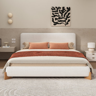 Latitude Run® Elegant Boucle Upholstered Bed, A Luxurious and Comfortable Bedroom Centerpiece with Durable Construction