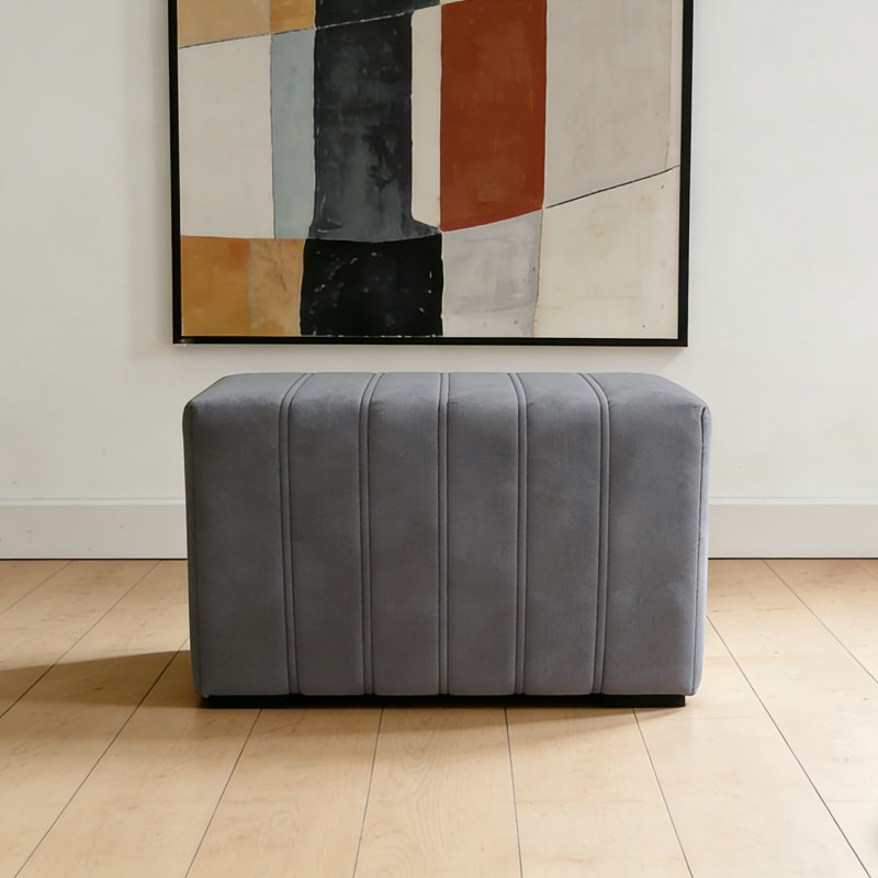 Rectangle Upholstered Storage Ottoman, Dark Gray