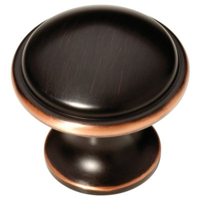 (5 Pack) 1-3/4 inch Oversized Wide Base Knob Bronze with Copper