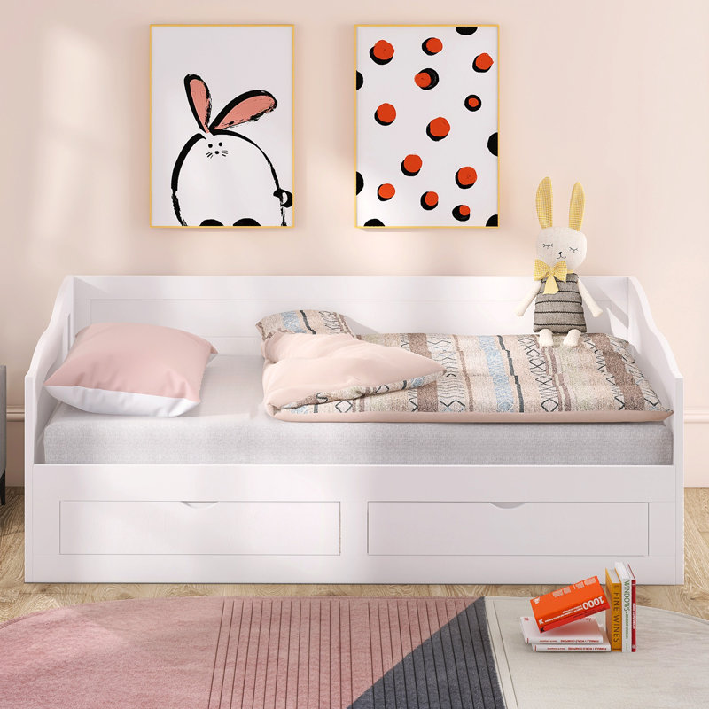 Budyoni Twin Daybed with Trundle and Drawers, White