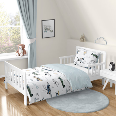 Airplane Green and Blue 5 Piece Toddler Bedding Set by Sweet Jojo Designs