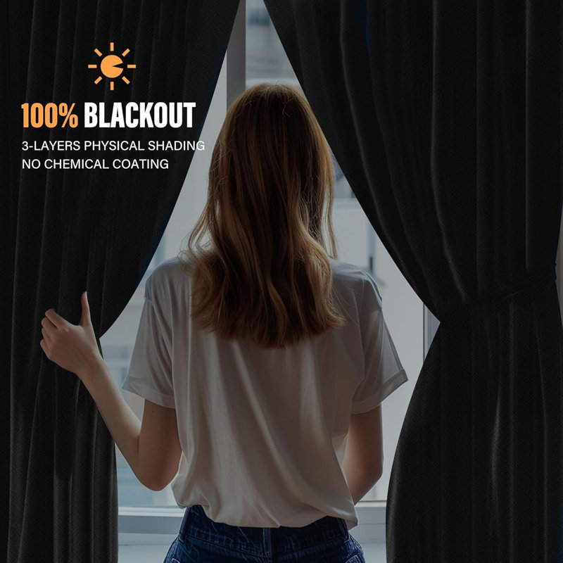 100% Polyester Blackout Pencil Pleat Room Darkening Curtains, Navy, 168cm Width x 137cm Drop