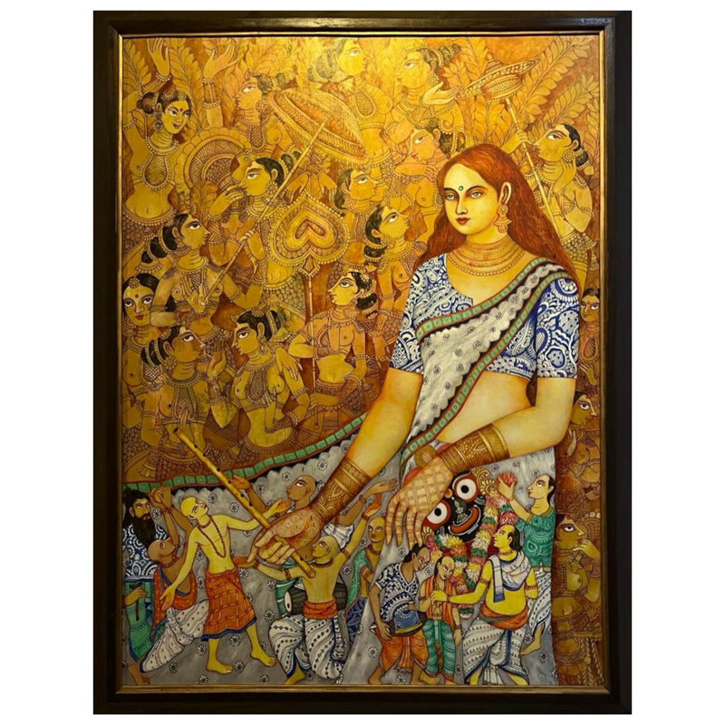 Devotees Immersed In Devotion | Acrylic On Canvas | By Nikunja Bihari Das | With Frame