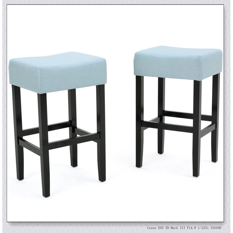 Ensemble de 2 tabourets de bar à hauteur de comptoir en cuir 26,75 po, Bleu clair