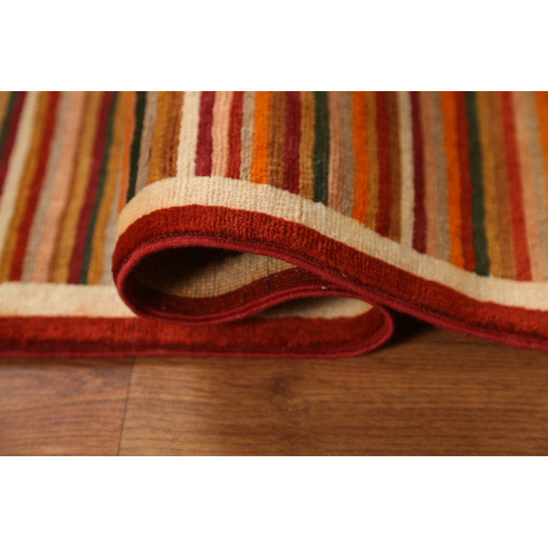 Tapis oriental rayé Gabbeh 2x4