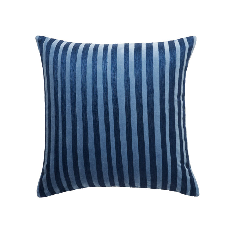Striped Square Cushion, Blue, 50cm H x 50cm W