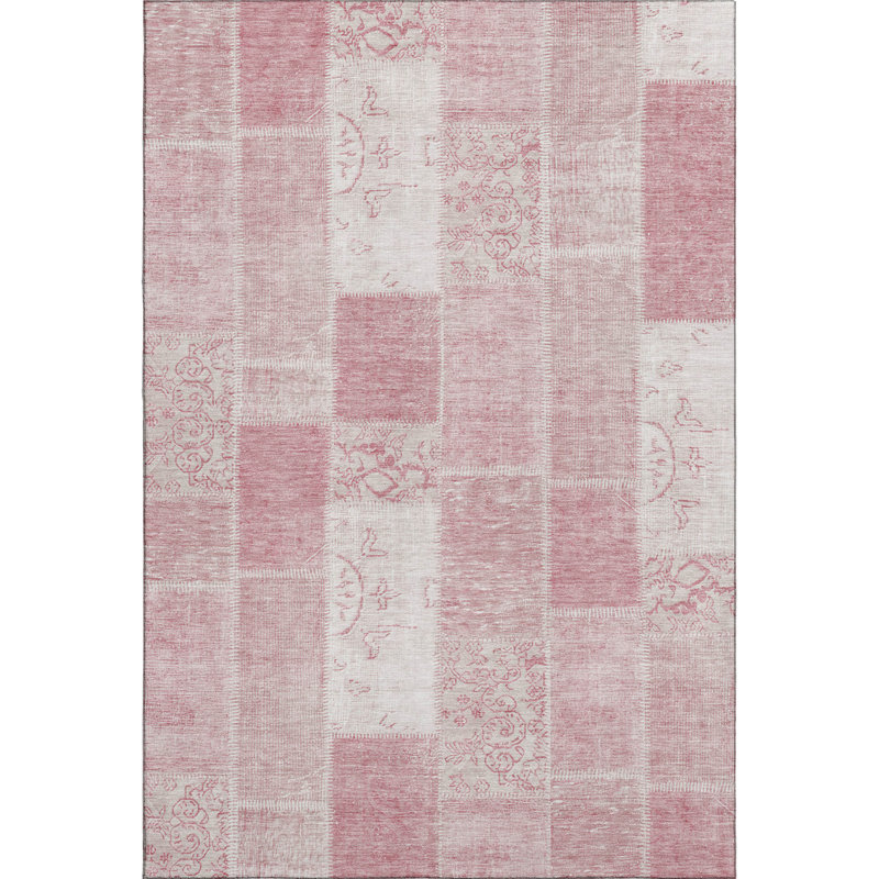 Handmade Red Synthetic Rectangular 5' x 7' Washable Rug
