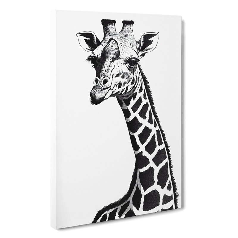 Monochrome Giraffe No.1 - Wrapped Canvas, 50cm H x 35cm W x 3cm D