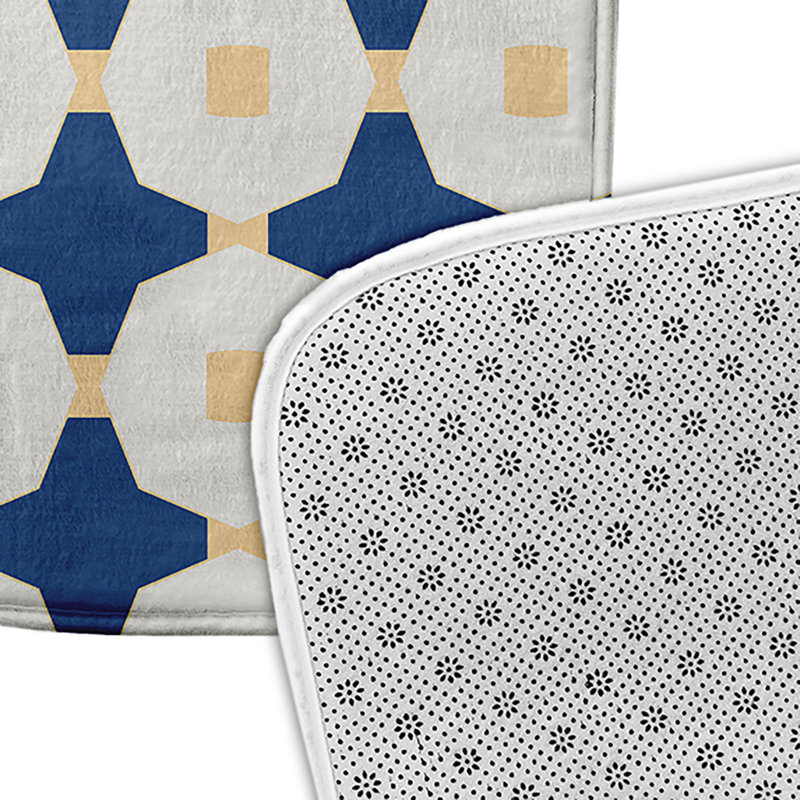 Tapis de bain GGG, L 17 po x L 24 po, Bleu / Jaune