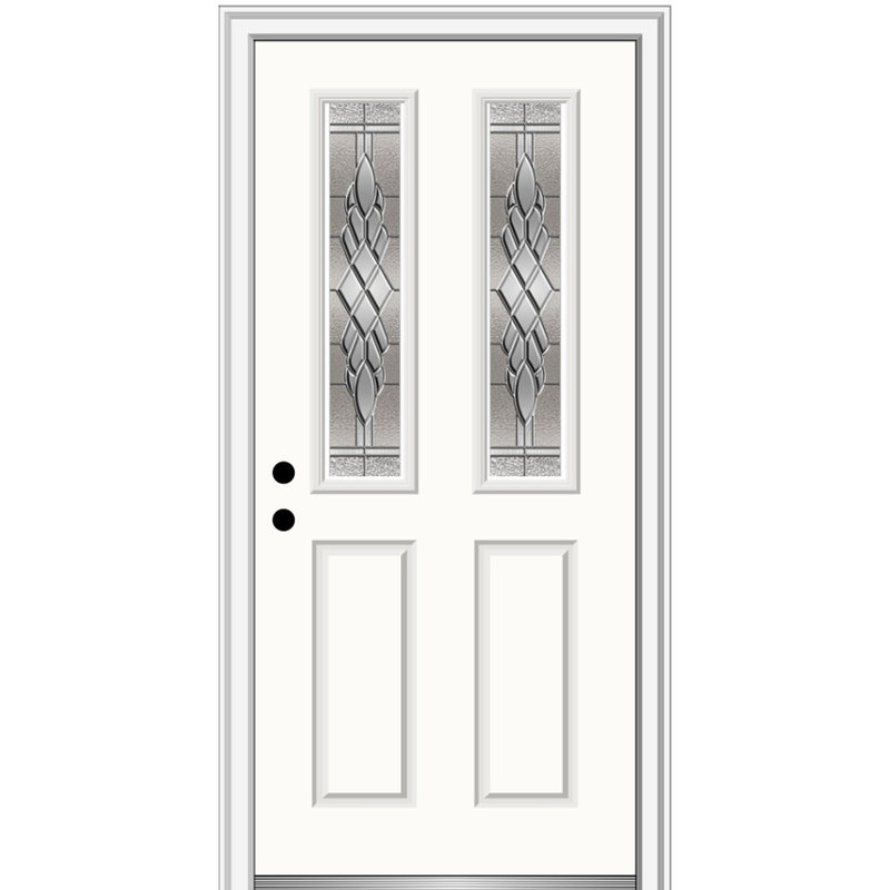 Porte d'entrée pré-montée en fibre de verre 2 panneaux 2 1/2 Grace Grace, Noir, noir, noir, noir