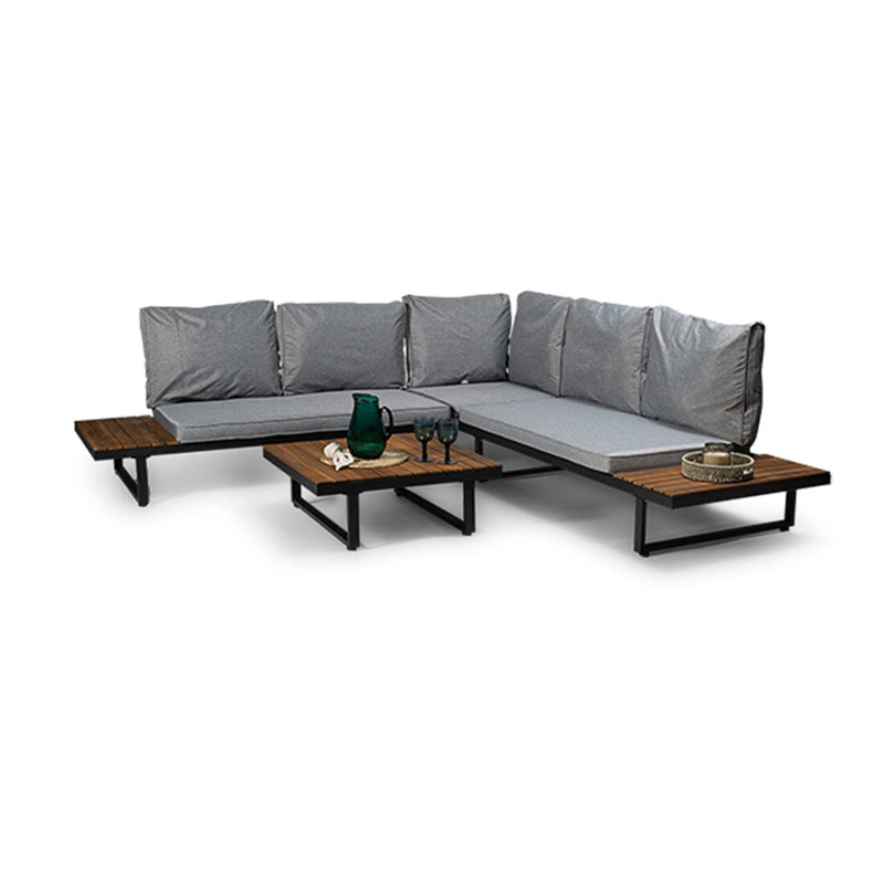 Rechard Garden Corner Sofa Set with Parasol, Cream