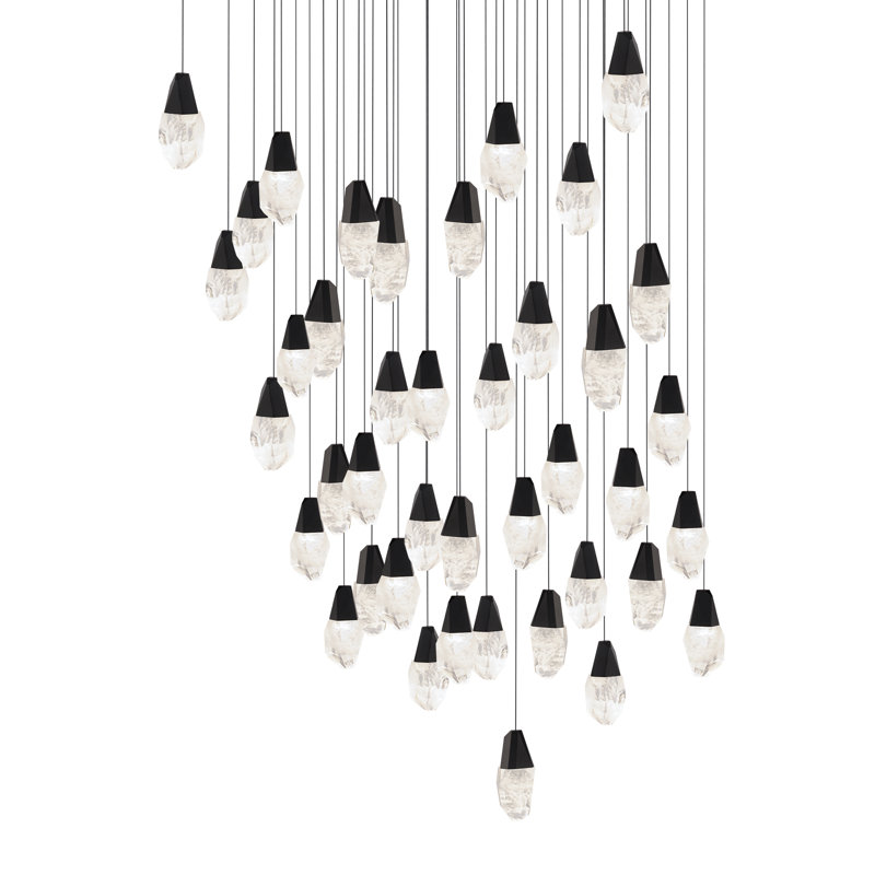 Martini 41 Light Crystal LED Multi-Light Pendant, Clear, Black