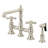 Kingston Brass English Country Two-Handle 4-Hole Deck Mount Bridge Kitchen Faucet with Brass Side Sprayer-36629497