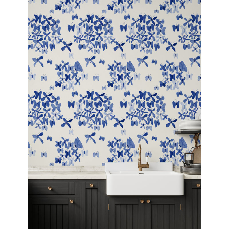 Susan Hable Geometric Wallpaper Double Roll by Susan Hable, Blue