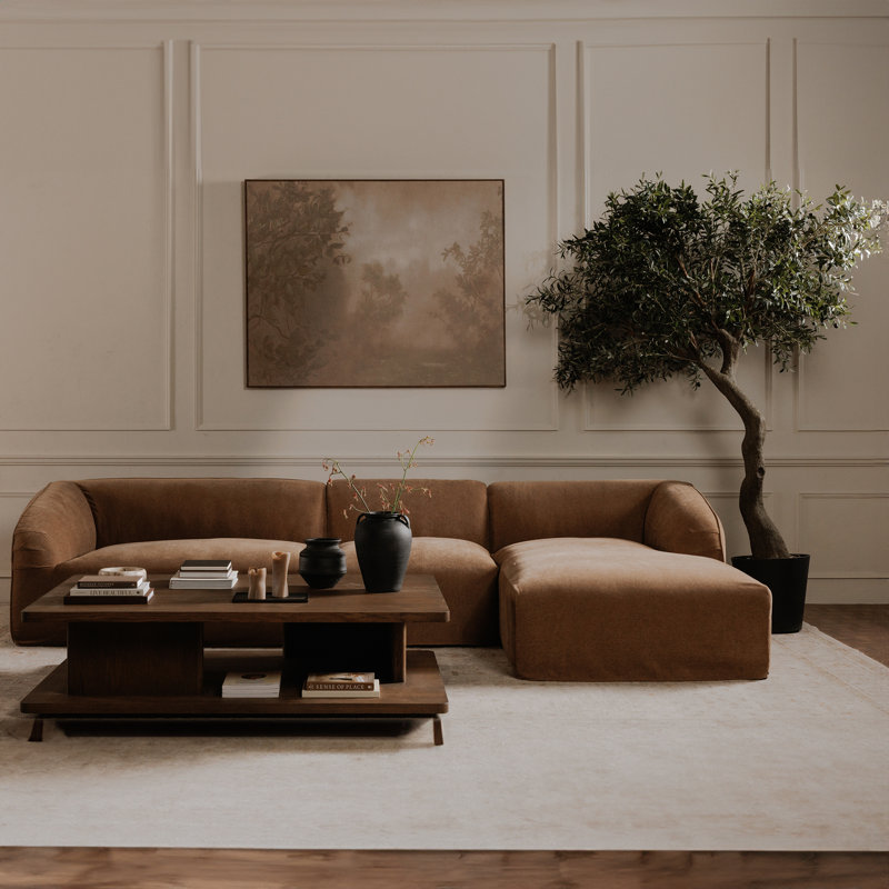 Wilde Modular Chaise Sectional (Set of 3), Latte Loft Canvas , Left Hand Facing, 29.9" H x 138" W x 76.3" D