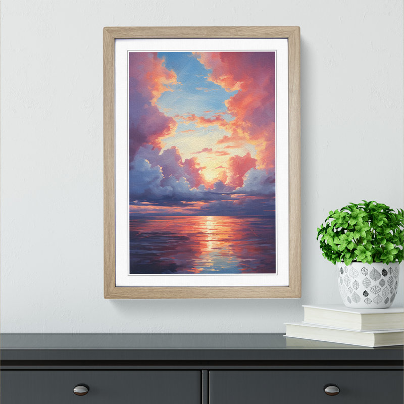 Single Picture Frame Print on Wood, Oak Framed, 34cm H x 25cm W