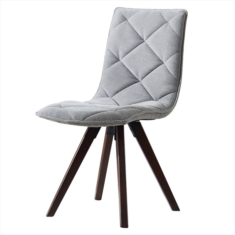Ensemble de 2 chaises d'appoint de style Mid-Century moderne avec sièges en tissu gris classique et pieds en bois massif pour la salle à manger de la cuisine